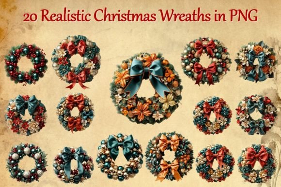20 Realistic Christmas Wreaths: Premium Illustrations