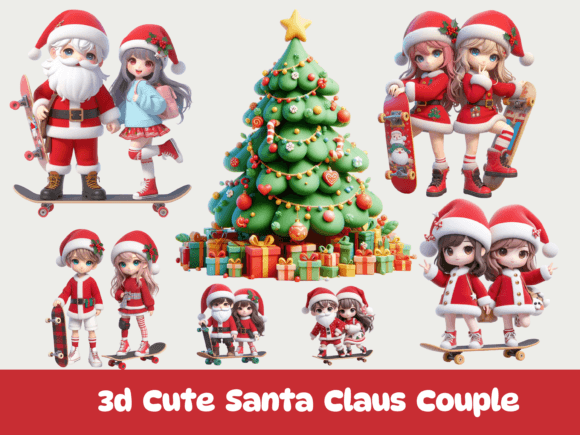 3D Cute Santa Couple Illustrations Review