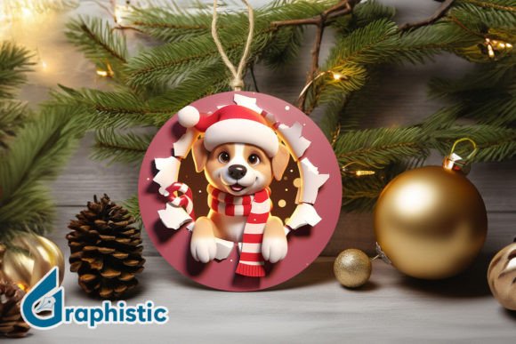 3D Dog Christmas Ornament Front 38 Illustrations