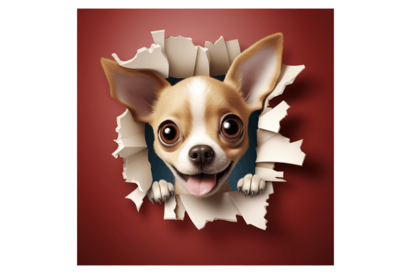 Christmas Cute Chihuahua Broken Wall Illustrations