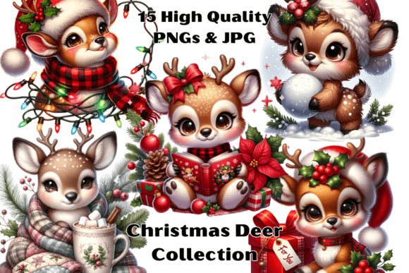 Christmas Deer Collection: Festive Illustrations