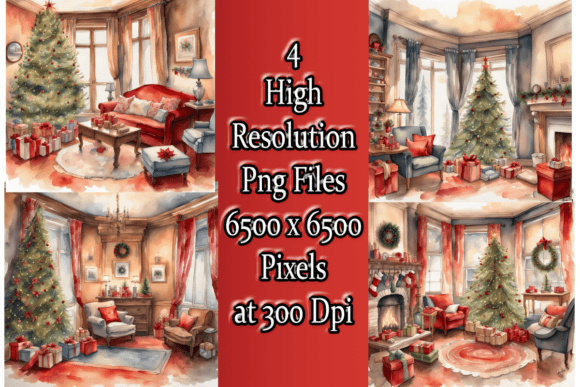 Christmas Room Prints: 4 Illustrations