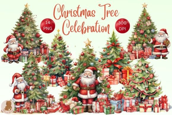 Christmas Tree Celebration Clipart & Illustrations Review