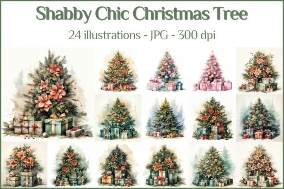 Christmas Trees in Shabby Chic Illustrations Review
