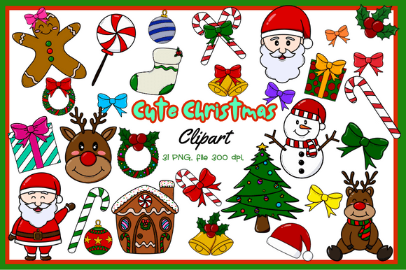 Cute Christmas Clipat: Illustrations for Festive Design