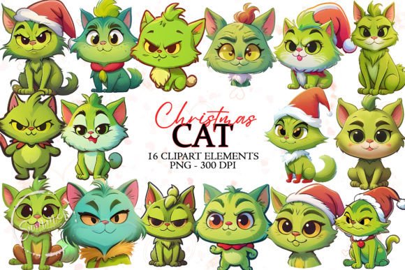 Cute Christmas Kitty Stickers: Festive Illustrations