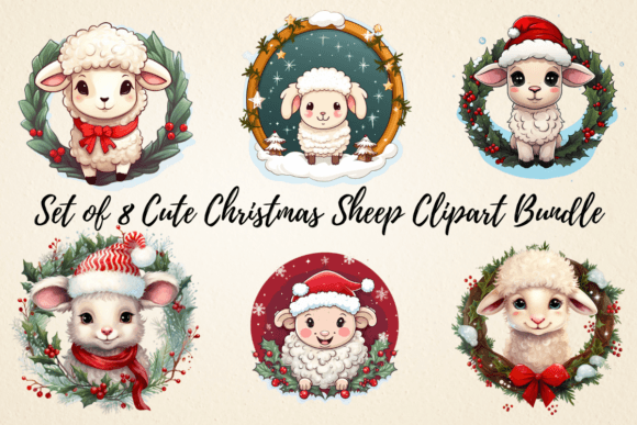 Cute Christmas Sheep Clipart Bundle: Illustrations Review
