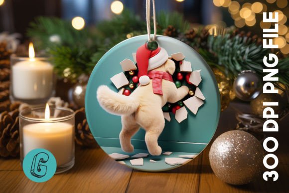 Cute Dog Christmas Ornament Back 35 Illustrations