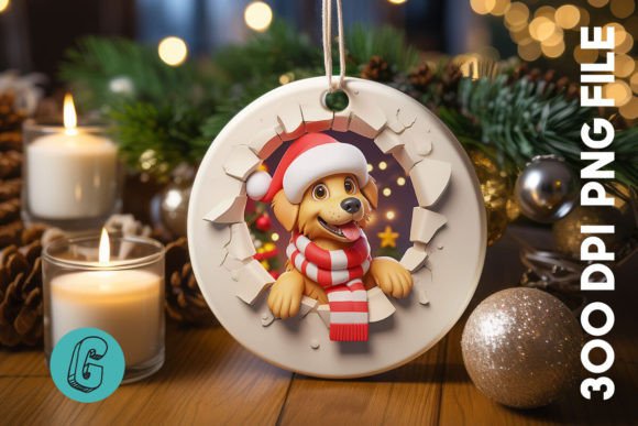 Cute Dog Christmas Ornament Front 22: Illustrations