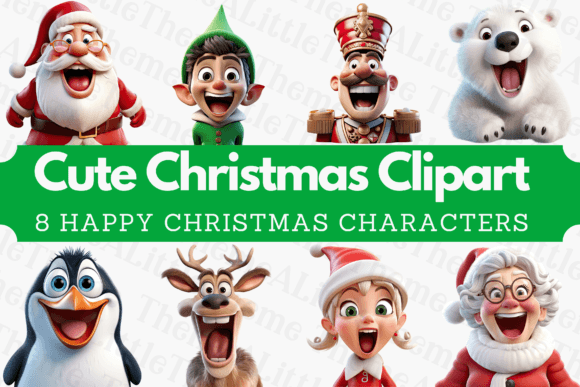 Happy Christmas Character Clipart: Festive Illustrations for Crafters