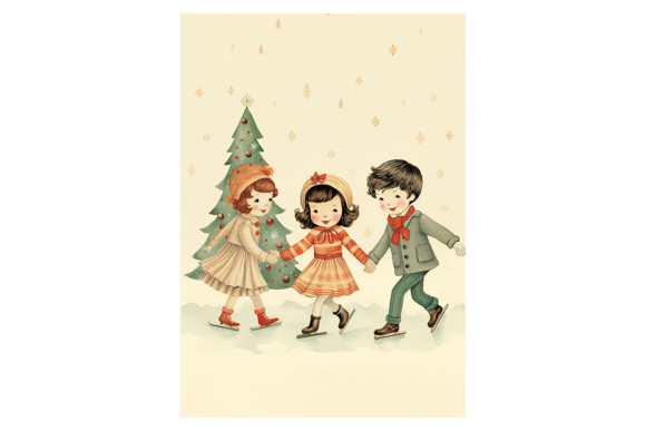 Kids Skating Christmas Card: Illustrations for Sellers