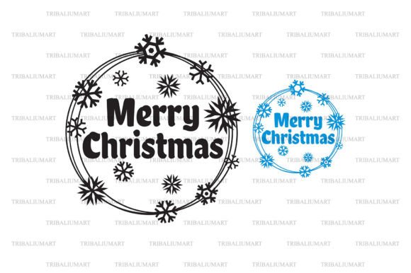 Merry Christmas Snowflake Frame Illustrations