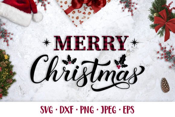Merry Christmas SVG: Buffalo Plaid Illustrations