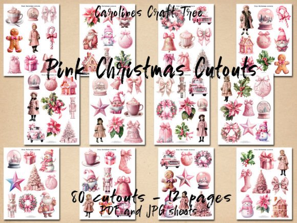 Pink Christmas Cutouts: Festive Illustrations