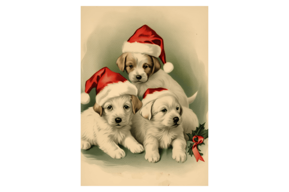 Reviewing Puppies Christmas Card for Holiday Embroidery