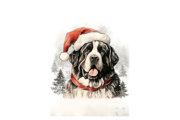 St Bernard Dog Christmas Card: Festive Illustrations