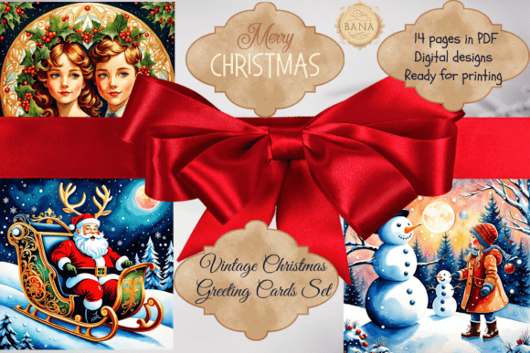 Vintage Christmas Greeting Cards Set: Illustrations Review