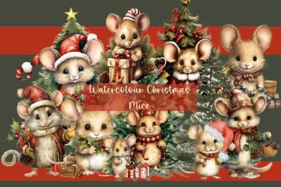 Watercolour Christmas Mice: Festive Illustrations
