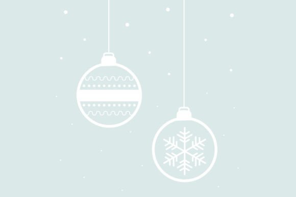 White Christmas Balls with Snow Vector Illustrations