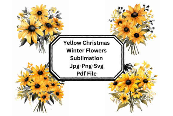 Yellow Christmas Flowers Sublimation Illustrations Review